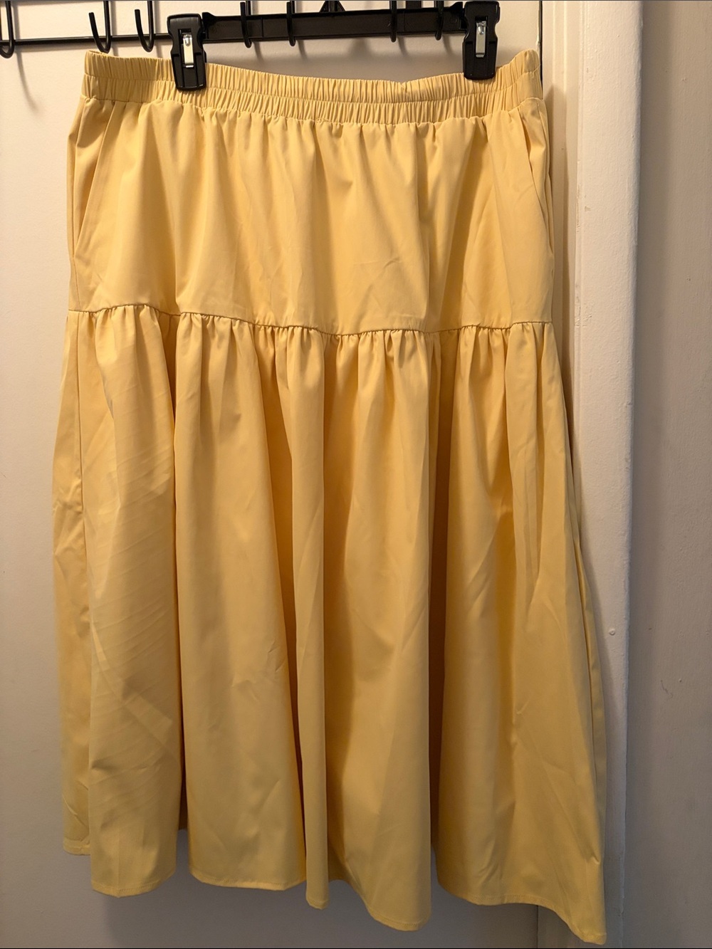 WD.NY Soft Yellow Tiered A-Line Skirt